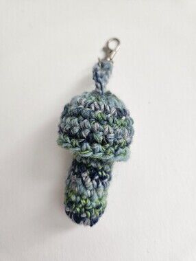 Mushroom Chapstick Keychain - Blue & Green